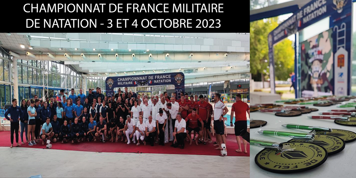 Championnat de France militaire de natation avec les équipes participantes et partenariat Boule de Feu