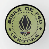 Patch velcro Boule de Feu Lifestyle vert kaki diamètre 10 cm avec logo brodé
