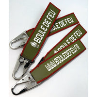 Groupe de porte-clés Boule de Feu Parakey vert avec sangle style parachute et mousqueton métallique